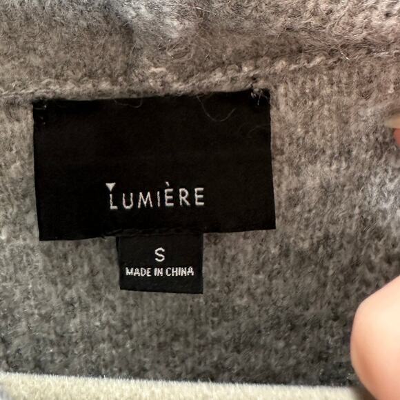NWT Lumiere Gray & White Windowpane Cowl Neck Sweater S - Picture 8 of 14